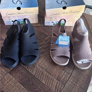 Skechers Women's Black and Brown Sandals size 10